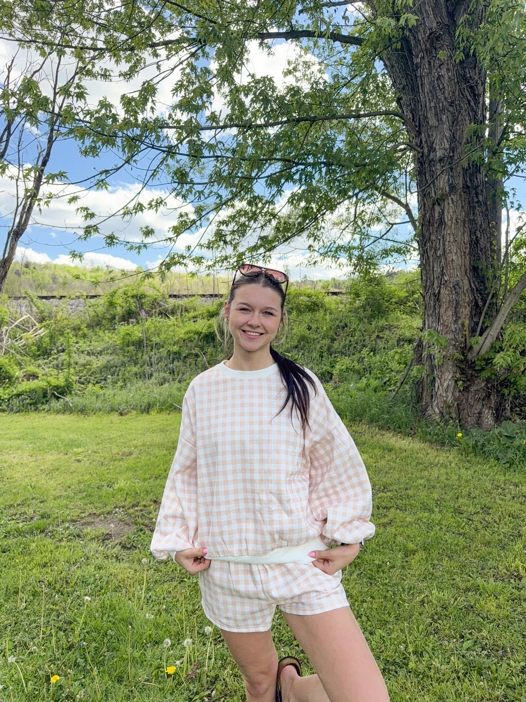 Maple Meadow Gingham Set- khaki