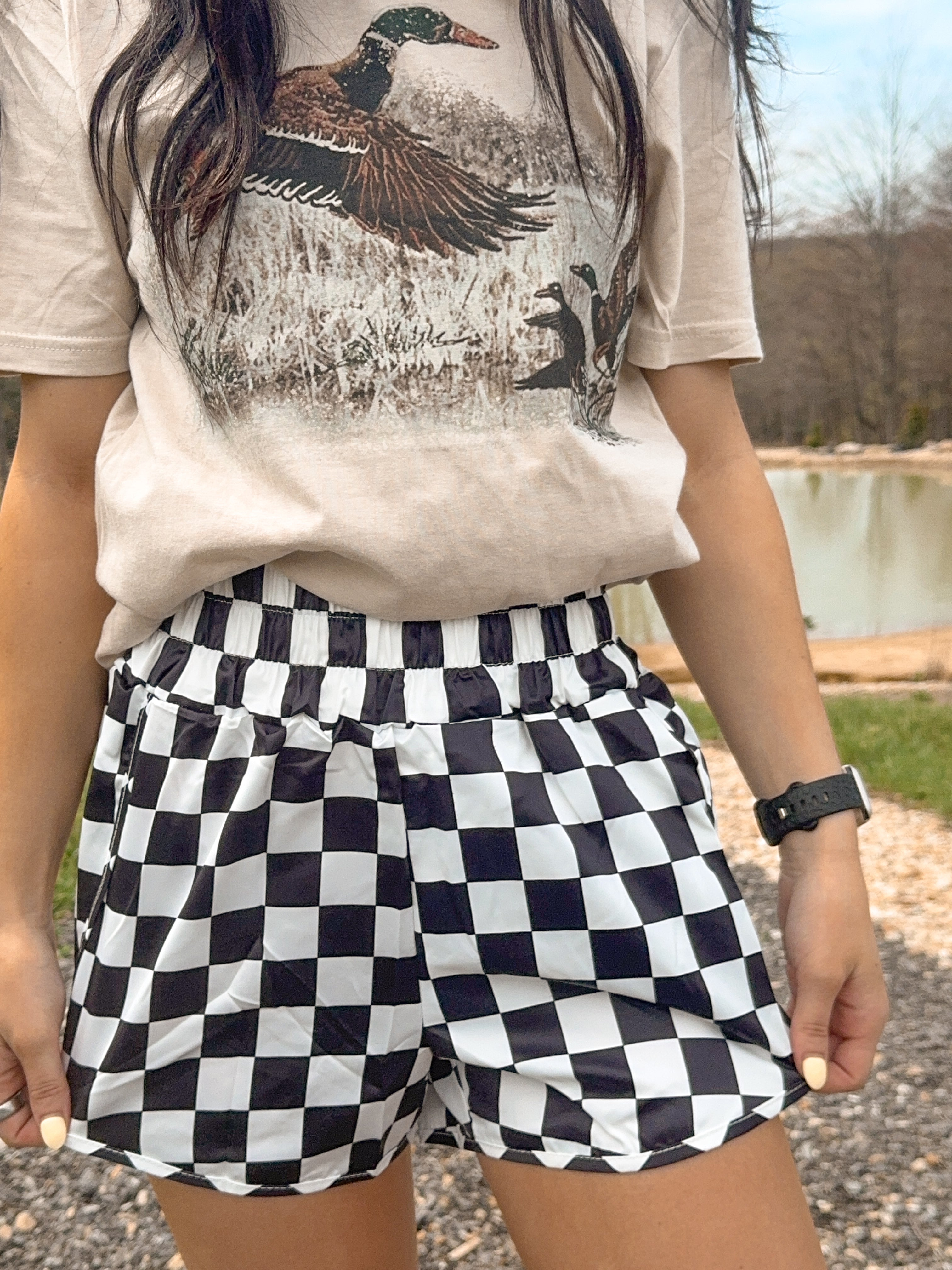 Free Soul Checkered Shorts- Black/White